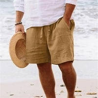 LisingTool muški kratke hlače Muškarci Proljeće i ljetni pant Ležerne prilike Sve čvrste boje Pamučna labava Plus size Tračevine modne džepove na plaži Kratke radne hlače za muškarce Khaki