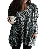 Cindysus Women TEE Gradient T Majica Leopard Print Majica Loungewear Tops Labavi pulover Leopard Print