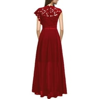 B91XZ Ženske haljine Proljeće Žene Čvrsta haljina Čipka za spajanje bez rukava okrugli izrez ruj haljina
