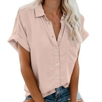 Kratki rukav casual Popularni modni tee vrhovi džepnog dugmeta Ženska bluza Majice Žena Poslovna odjeća