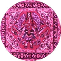 Ahgly Company u zatvorenom okrugu Perzijske ružičaste tradicionalne prostirke, 3 'okrugla