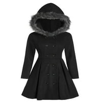 Inevenn ženski kaput jesen zimski topli dugi rukav kaput s dvostrukim rukavima na kapuljaču