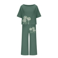 Gaecuw ljetne odjeće za žene postavljene kratki rukav Dužina gležnjana širina noga Lounge pantalone