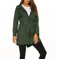 Overfo Ženska proljetna jakna mitra jakna, modna vodootporna kapuljača sa džepovima, izolirani kaput