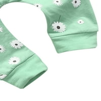 Canrulo novorođenče Djevojke dječake odjeća cvjetna tiskana dukserica dugih rukava vrhovi hlače postavlja zelene 6 mjeseci