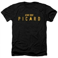 Trevco Star Trek Picard & Picard Logo Odrazelna FIT FIT Heather kratka rukava majica, crna - 2x