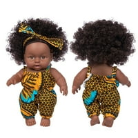 Crna dječja lutka i odjeća postavljena afrička-američka realnih silikonskih lutki za bebe s slatkim kombinezonskom i kosom - najbolji poklon za dječje djevojke