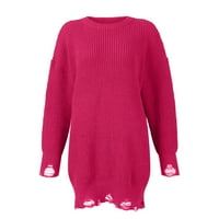 Cuoff Wouns Modni kardigan džemperi za žene O-izrez prevelizirane džempere dugih rukava pulover labav Chunky pleten skakač ružičasta
