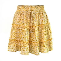 High Bohe cvjetna suknja od plaže Žene Ležerne prilike, Ljeto Ruffled kratke suknje Kožne suknje za