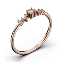 Vintage izgleda zigzag stil minimalista 0. Carat Round Cut morgatit i dijamantni movali jedinstveni zaručni prsten, tanki prsten, vjenčani prsten u sterlingu srebra sa morskim rešetkom od 18k