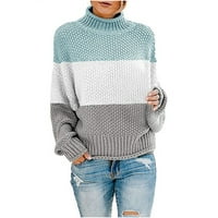 Vivianyo HD džemperi za žensko čišćenje Plus size Zimske žene pletene boje podudaranje okruglog vrata labavo ležerne džemper bljesak