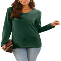 Sexy Dance Women TEE dugi rukav majica Majica pulover Majica Loose Pulover Fall Tunic Bluze Green XL