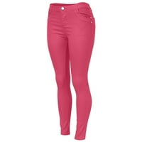 Tiqkatyck Ženske hlače Elastična struka Žene Visoko uspona modna Jean Classic Solid Boja gležnjače Jeans