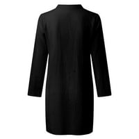 Outfmvch haljina s dugim rukavima za žensko dugme Down Dužina koljena Midi haljina V izrez Split casual