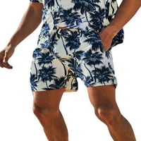 Muška ljetna havajska majica odjeća s kratkim rukavima tropsko tiskano majica dolje + kratke hlače set