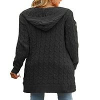 Zodanni Ženski džemper kaputi kabeli Klintni kardigan Mekani džemperi Topli kardigani Zimska odjeća crna s