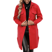 Homgro ženska jakna za paket casual gumb gore kaput za kaput padajući tanak fit kabel dugih rukava džepovi