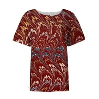 Žene vrhovi Henley casual bluza Ispisana žena TEE kratkih rukava vruće prodaje Ljetne bluze crvene m