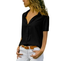 Labakihah T majice & nbsp; za ženska modna ženska šifon čvrsta majica u kancelariji Ladies obični bluza