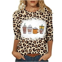 Zahvaliteljivijski košulje za žene Jesen Moda Slatka bundeva Print Leopard Tie Dye Sleeve Crewneck Dukseri