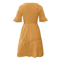 Idoravan ženska ljetna majica Dress Weums Ljetni casual cvjetni print casual kratkih rukava V-izrez džepna haljina