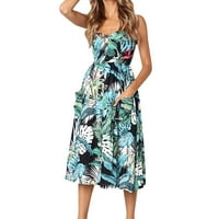Ljetne haljine za žensku plažu Boho sundress za okrugli vrat rezervoare bez rukava na plaži Swing FASHION