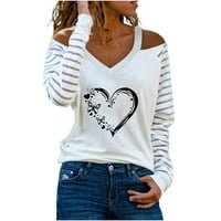 Valentine's Dnevna majica Žene Ljubavi srčani grafički teži Pismo Ispis Vrhovi Žena V-izrez Majica Jesen