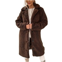 Ženske zimske kapute zakucale su tople nejasnu runu kardigan jakne sa karikama na kapuljaču Fau Furry