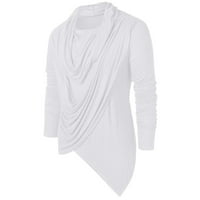 Fsqjgq muške košulje dugih rukava od puloverske pulover Spring Ljeto Slim Fit vrhovi bluza bijeli XL