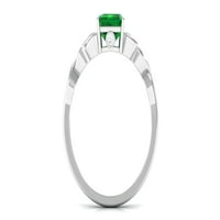 Stvoreni smaragdni prsten sa dijamantima za žene za žene - Keltski čvor, sterling srebrna, SAD 10,50