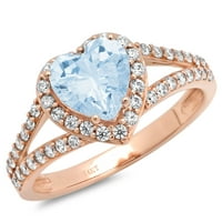 1.49ct srce rezano plavo simulirani dijamant 18K 18K Gold Anniverment Angagement Halo prsten veličine 10.25
