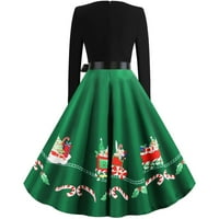 Božićni elegantni vintage Ispis A-line Swing haljina S-XXL