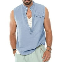 Muška košulja Solid Boja Proljeće Ljeto Top Pamuk Casual Manje dugmadi Majica Bluza Beach Dneusewer Radni vrhovi