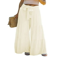Eyicmarn modne žene široko noge pantalone s visokim strukom pune boje crtež casual party club labave