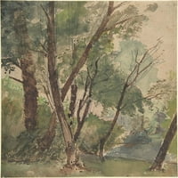 Drveće pored postera za jezerca Print Louis-Antoine-L̩on Riesener