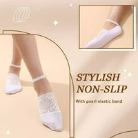 Ženske biserne čipke čarape Prozračne nevidljive čarape balerine čarape Neizlivne čarape prozirne niske