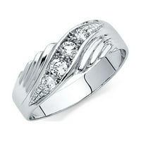 Jewels 14k bijeli zlatni prsten okrugli kubični cirkonijski cz Muška godišnjica vjenčanica Veličina
