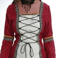 Oalirro Žene haljine renesansne haljine s kapuljačom s kapuljačom s kapuljačom četverokutni vrat čipka