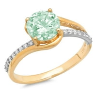 1.72CT okrugli rez zeleni simulirani dijamant 14k Bijelo žuto zlato ugraviranje izjava bridalna godišnjica