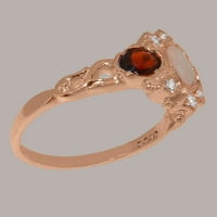 Britanska napravljena 9k Rose Gold Prirodni Opal Garnet Cubic Zirconia Ženski zaručni prsten - Veličine