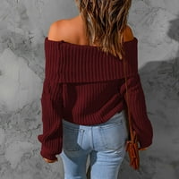 Homodles Ženski džemper s dugim rukavima - Ležerna labava jedina boja Veličina vina XXL