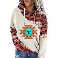 Košulje zapadnih azteka za žene Boja blok prugasta majica Etnic sa printom Dukseri za crtež za pulover vrhove ženske košulje dukserice