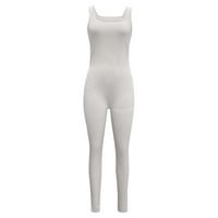 Aueoeo casual kombinuitsi za žene, ženski čestir za žene Bodycon Tern Romper Spande Bodysuit rebrastim