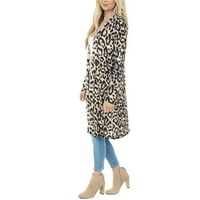 Hvyesh dugi kardigan za žene Dressy s dugim rukavima otvoreni prednji kardigan Trendy Leopard pokriva