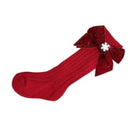 Arvbitana Baby Girls Božićne čarape Jednobojno pletenje Dugim pokretanjem čarape sa snježnim pahuljicama