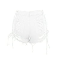 Jsaierl ženske jeanske kratke hlače visokog struka ljetne ravne traper noge skidane trendi Bermuda Jean