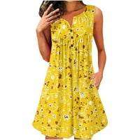 Ženska ljetna casual haljina s labavim rukavima bez rukava s rukavima mini suknja žuta m