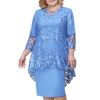 Ženska elegantna čipkaste večeri večernje haljine na pola rukava za žene Ležerne haljine Sky Blue XL