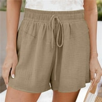 Puawkoer ženski Ležerni ljetni elastični struk Comfy Companing Detaljne kratke hlače za odjeću obuća i dodaci 3xl kaki