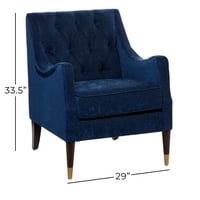 Decmode 29 34 plava tkanina je tufakata akcentna stolica, 1 komad
